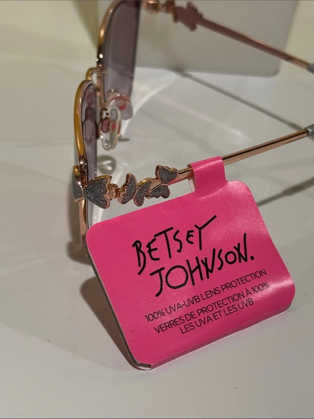 Betsey Johnson Pink & Gold Cat-Eye Sunglasses